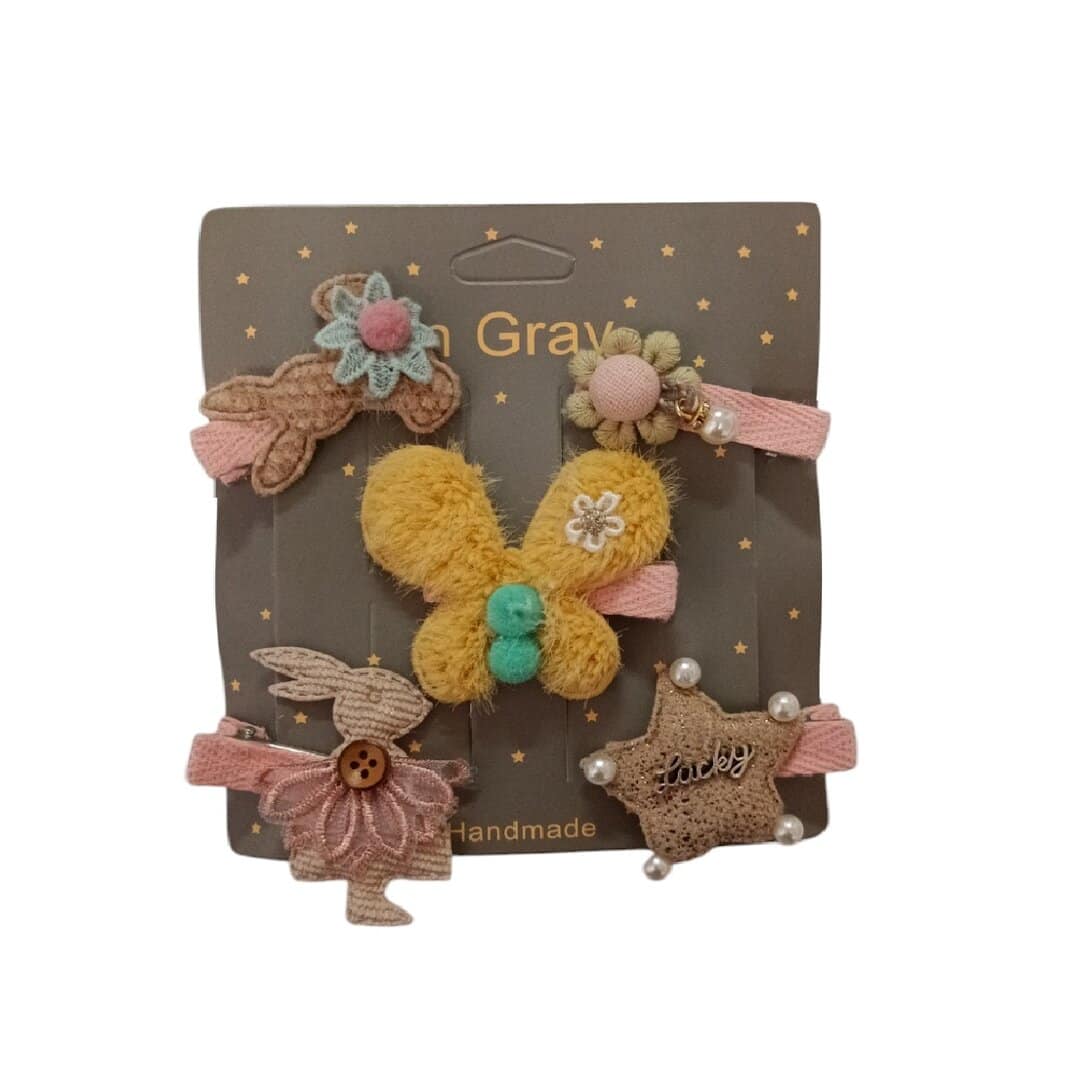 set-5-pics-clip-girl Σετ 5 τμχ Clip Κοκαλάκι μαλλιών σε κάρτα Yellow - Image 1