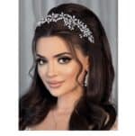 Νυφικό αξεσουάρ μαλλιών με κρύσταλλα σε ασημί χρώμα 32cm - Image 3