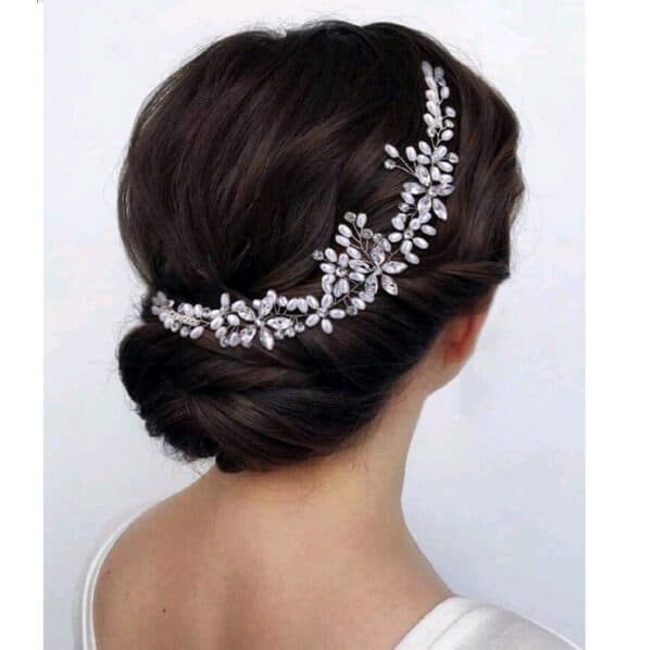 Νυφικό χτενάκι με κρύσταλλα σε ασημί χρώμα 26cm - Image 2