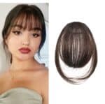 Φράντζα Ποστίς με κλιπ και ραβώμενη σε καστανό σκούρο σοκολατί χρώμα - Image 2