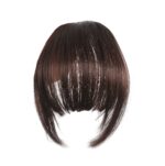 Φράντζα Ποστίς με κλιπ και ραβώμενη σε καστανό σκούρο σοκολατί χρώμα