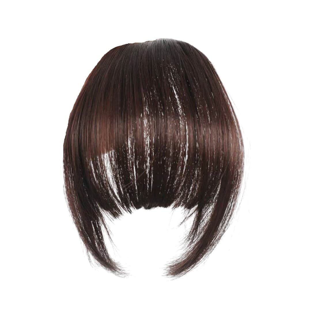 chocolate-brown-bangs Φράντζα Ποστίς με κλιπ και ραβώμενη σε καστανό σκούρο σοκολατί χρώμα - Image 1