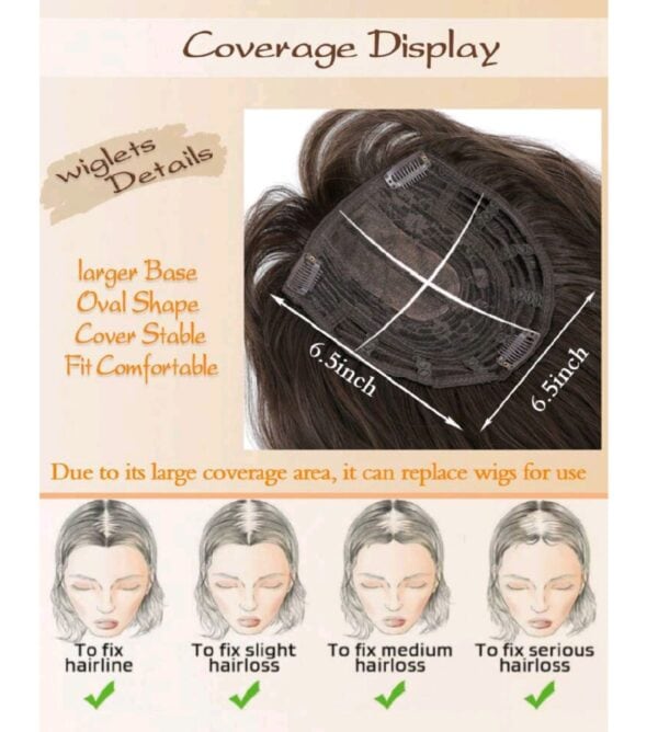 Γυναικείο Topper Τουπέ κορυφής μαλλιών με κλιπ μεγάλης επιφάνειας  10 inches - Natural Black - Image 3