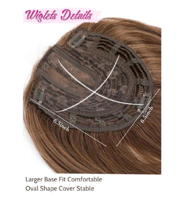 Γυναικείο Topper Τουπέ κορυφής μαλλιών με κλιπ μεγάλης επιφάνειας και lace front (διαφάνεια) 18 inches - Καστανό χρώμα - Image 2