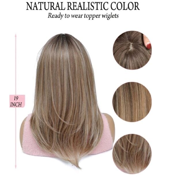 Γυναικείο Topper Τουπέ κορυφής μαλλιών με κλιπ μεγάλης επιφάνειας και lace front (διαφάνεια) 19 inches- Ombre - Image 3