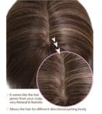 Γυναικείο Topper Τουπέ κορυφής μαλλιών με κλιπ μεγάλης επιφάνειας και lace front (διαφάνεια) 18 inches - Καστανό χρώμα - Image 4