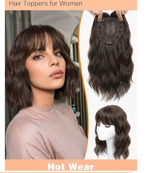 Γυναικείο Topper Τουπέ κορυφής μαλλιών με κλιπ μεγάλης επιφάνειας  14 inches - Καστανό  χρώμα - Image 2