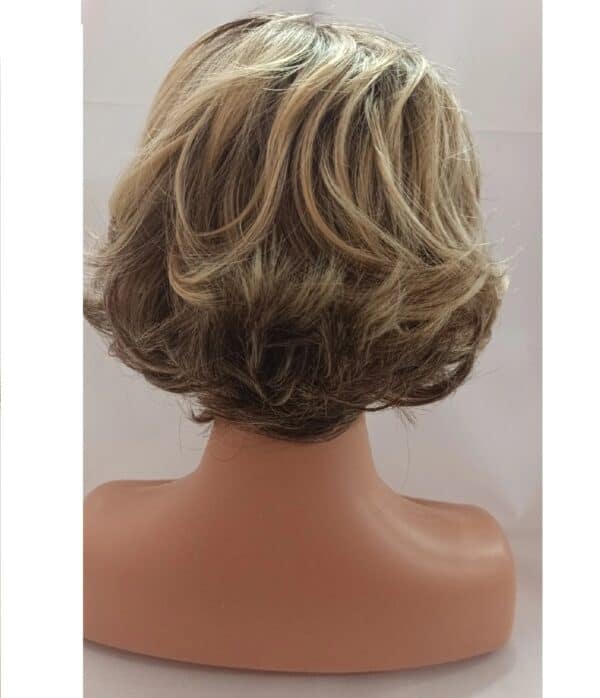 Γυναικεία περούκα σε Ξανθό χρώμα με ανταύγειες συνθετική υψηλής ποιότητας 11 inches - Image 3