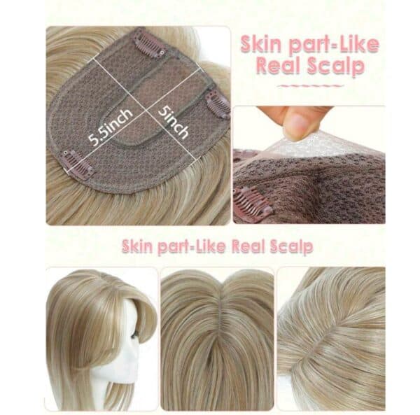 Γυναικείο Topper Τουπέ κορυφής μαλλιών με κλιπ μεγάλης επιφάνειας  14 inches - Ξανθό - Image 4