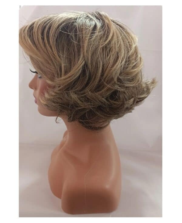 Γυναικεία περούκα σε Ξανθό χρώμα με ανταύγειες συνθετική υψηλής ποιότητας 11 inches - Image 2