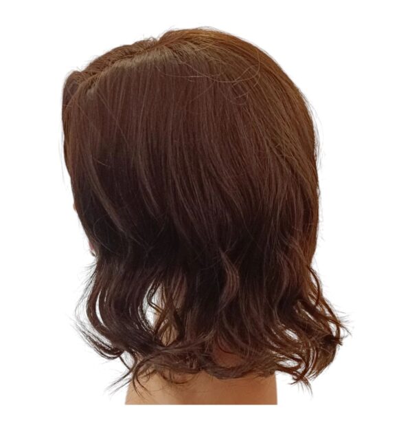 Γυναικεία περούκα σε καστανό σκούρο χρώμα curly συνθετική υψηλής ποιότητας 15 inches - Image 2