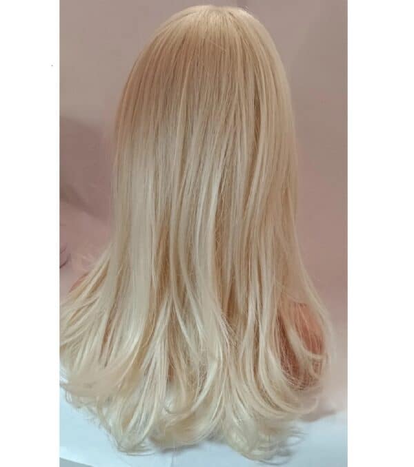 Γυναικεία περούκα σε ξανθό πλατινέ χρώμα  συνθετική υψηλής ποιότητας με φιλαρισμα  18 inches - Image 4