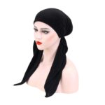 Γυναικείο  Μαλακό Τουρμπάνι  μαλλιών - Black long (Μαύρο)