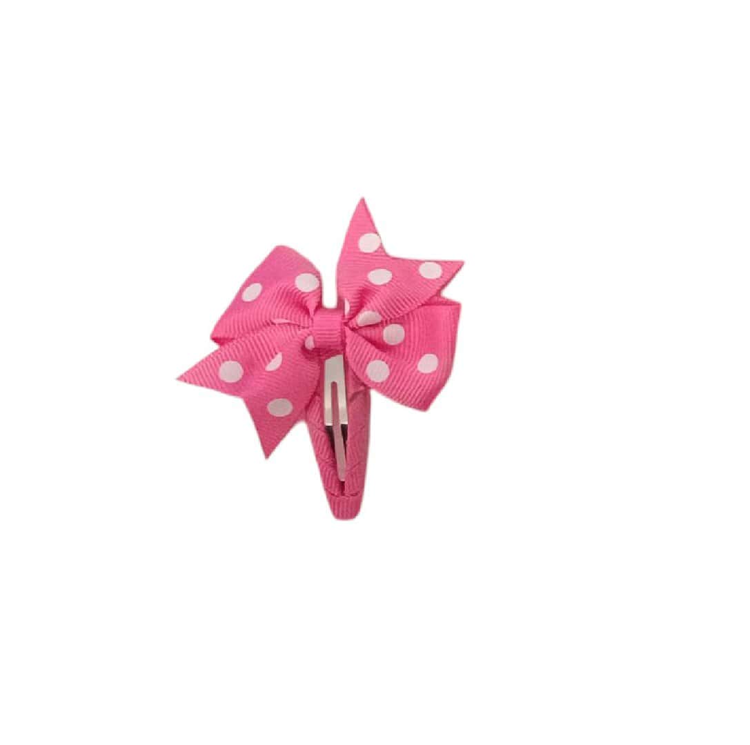 dark-pink-clip-bow-dots Παιδικό Clip -Κοκαλάκι μαλλιών φιογκάκι πουά Dark Pink - Image 1
