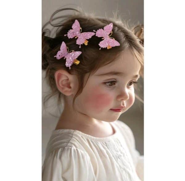 Παιδικό  Clip -Κοκαλάκι μαλλιών Butterfly strass Pink - Image 2