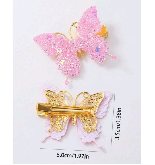 Παιδικό  Clip -Κοκαλάκι μαλλιών Butterfly strass Pink - Image 3