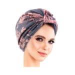 Γυναικείο Υφασμάτινο  Μαλακό Τουρμπάνι  μαλλιών Grey Flowers