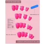 Press-on Nails Ψεύτικα νύχια σετ nail art 24 Τμχ  + 1 κόλλα- Fucshia Flowers - Image 3