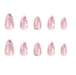 Press-on Nails Ψεύτικα νύχια σετ nail art 24 Τμχ  + 1 κόλλα- Clear design Pink - Image 2