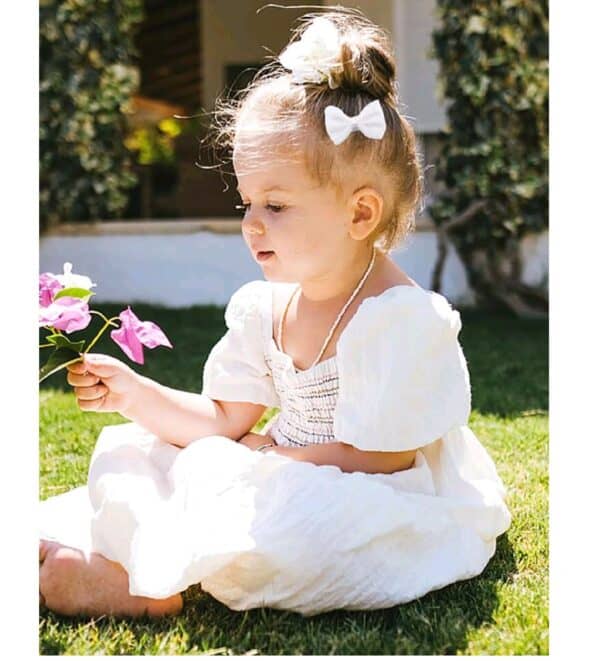 Παιδικό-βρεφικό Κλιπ φιογκάκι White shine 4.5cm  με προστασία - Image 2