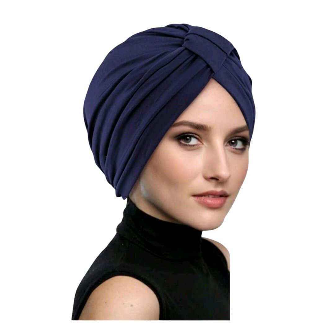 NAVY-BLUE-SIDE-KNOT-TURBAN Γυναικείο Υφασμάτινο Μαλακό Τουρμπάνι μαλλιών navy blue knot ( Μπλε) - Image 1