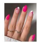 Press-on Nails Ψεύτικα νύχια σετ nail art 24 Τμχ  + 1 κόλλα- Fucshia Flowers