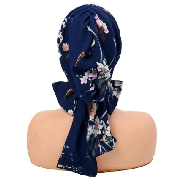 Γυναικείο Υφασμάτινο  Μαλακό Καπέλο Τουρμπάνι  μαλλιών Flowers blue ( Μπλε) - Image 2
