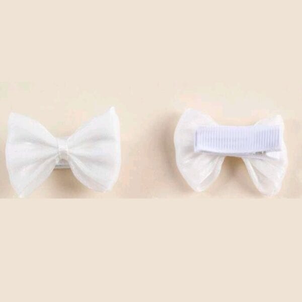 Παιδικό-βρεφικό Κλιπ φιογκάκι White shine 4.5cm  με προστασία - Image 4