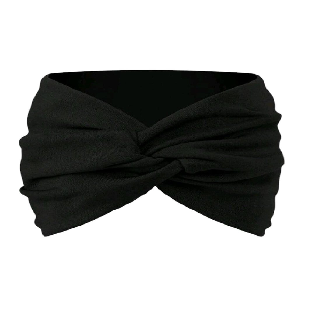 black-woman-headband-elastic Γυναικεία Μαλακή κορδέλα τύπου μπαντάνα Black ( μαύρο) - Image 1