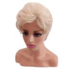 Γυναικεία περούκα σε ξανθό ανοιχτό χρώμα συνθετική υψηλής ποιότητας 6 inches