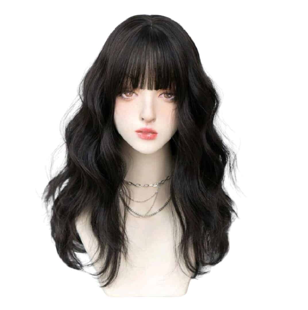 BLACK-BROWN-WIG-LONG-20-INCHES Γυναικεία περούκα curly σε Black- brown χρώμα συνθετική υψηλής ποιότητας 20 inches - Image 1