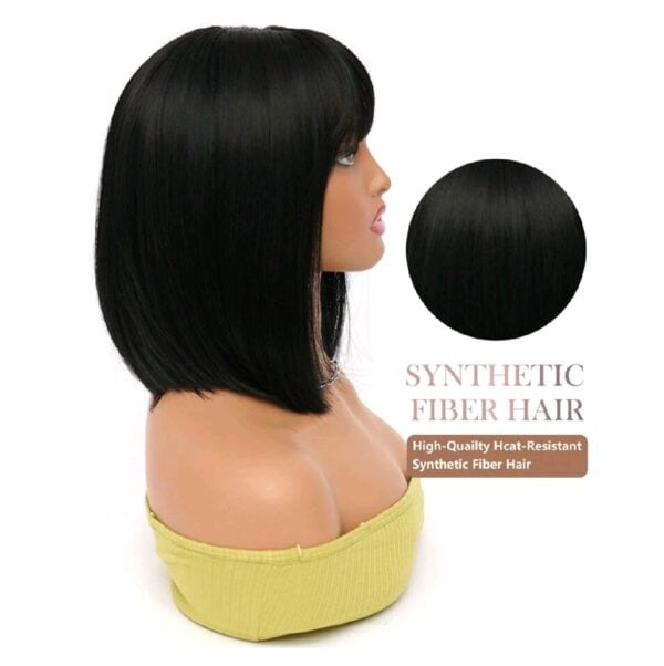 Γυναικεία περούκα συνθετική υψηλής ποιότητας - Μαύρο χρώμα 14 inches - Image 3