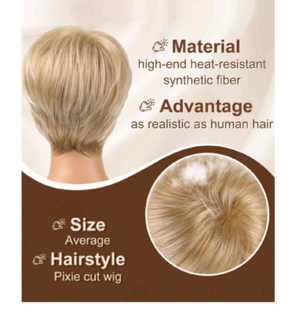Γυναικεία περούκα σε ξανθό  χρώμα με αφέλειες συνθετική υψηλής ποιότητας 8 inches - Image 3