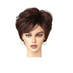 Γυναικεία περούκα σε Κόκκινο σκούρο violet  χρώμα με αφέλειες συνθετική υψηλής ποιότητας 10 inches