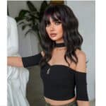 Γυναικεία περούκα curly σε Black- brown χρώμα συνθετική υψηλής ποιότητας 20 inches - Image 3