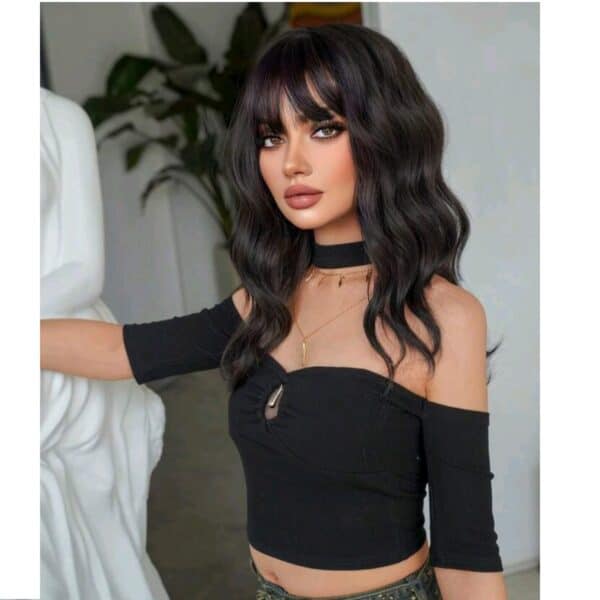 Γυναικεία περούκα curly σε Black- brown χρώμα συνθετική υψηλής ποιότητας 20 inches - Image 3