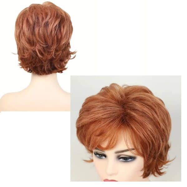 Γυναικεία περούκα σε Χάλκινο-Καστανό χρώμα συνθετική υψηλής ποιότητας 10 inches - Image 2