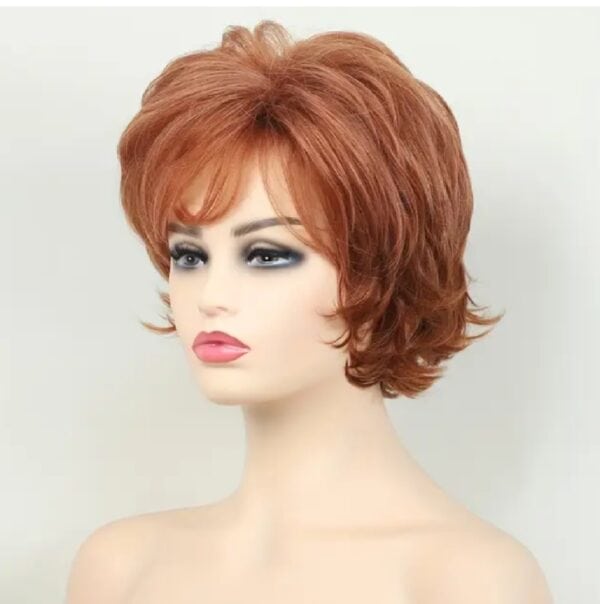 Γυναικεία περούκα σε Χάλκινο-Καστανό χρώμα συνθετική υψηλής ποιότητας 10 inches - Image 3