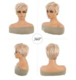 Γυναικεία περούκα σε ξανθό ανοιχτό χρώμα με αφέλειες συνθετική υψηλής ποιότητας 6 inches - Image 2