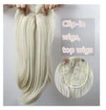 Γυναικείο Topper Τουπέ κορυφής μαλλιών με κλιπ μεγάλης επιφάνειας - Ξανθό Πλατινέ 18 inches - Image 2