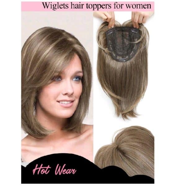 Γυναικείο Topper Τουπέ κορυφής μαλλιών με κλιπ μεγάλης επιφάνειας με Lace Front (διαφάνεια ) -Καστανόξανθο με ανταύγιες Brown/Blond 12 inches - Image 2