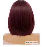 Γυναικεία περούκα σε Κόκκινο σκούρο violet  χρώμα  συνθετική υψηλής ποιότητας 12 inches - Image 4