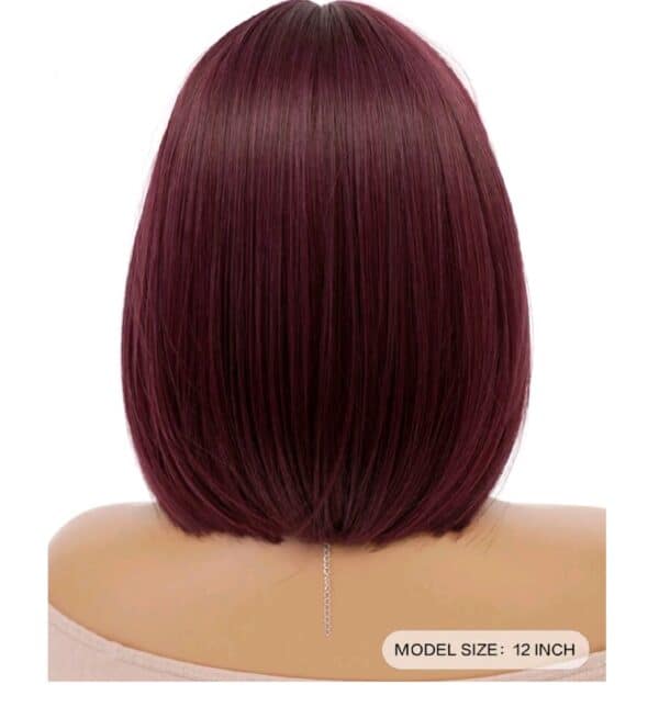 Γυναικεία περούκα σε Κόκκινο σκούρο violet  χρώμα  συνθετική υψηλής ποιότητας 12 inches - Image 4