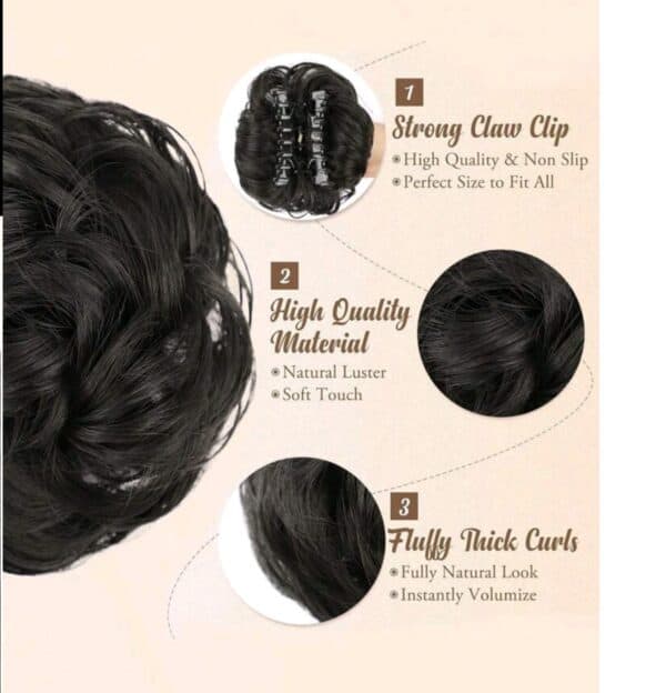 Κότσος μαλλιών με κλάμερ - Μαύρο χρώμα - Image 3