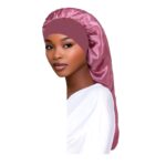 Γυναικείο Υφασμάτινο  Μαλακό Τουρμπάνι  μαλλιών Ύπνου Bonnet Pink champagne Long