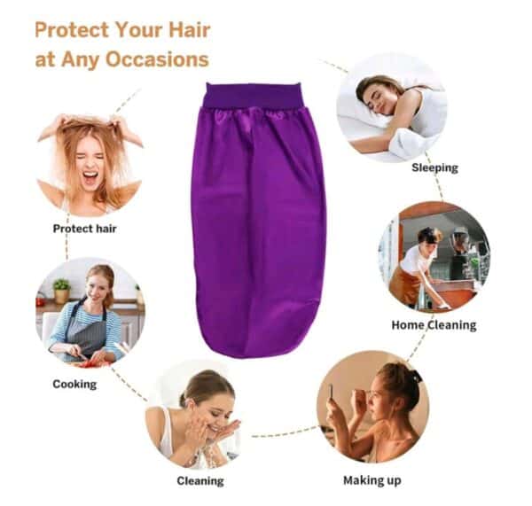Γυναικείο Υφασμάτινο  Μαλακό Τουρμπάνι  μαλλιών Ύπνου Bonnet Purple Long - Image 2