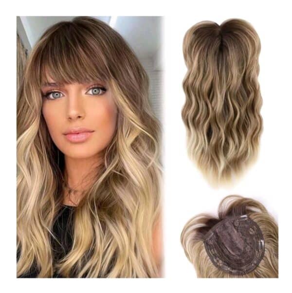 Γυναικείο Topper Τουπέ κορυφής μαλλιών με κλιπ μεγάλης επιφάνειας - Ombre Καστανόξανθο 18 inches - Image 2