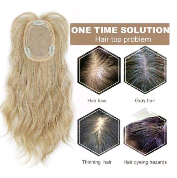 Γυναικείο Topper Τουπέ κορυφής μαλλιών με κλιπ μεγάλης επιφάνειας - Ξανθό ανοιχτό 14 inches - Image 3