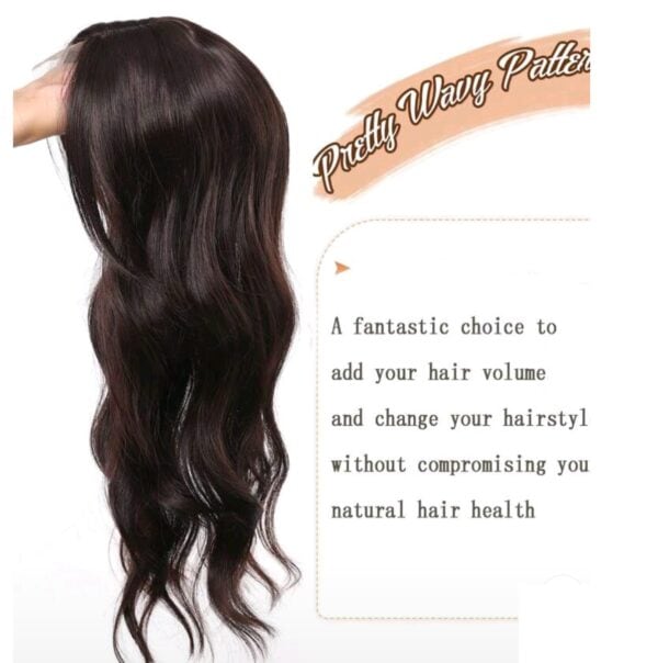 Γυναικείο Topper Τουπέ κορυφής μαλλιών με κλιπ μεγάλης επιφάνειας Lace Front -Καστανό σκούρο 22 inches - Image 3