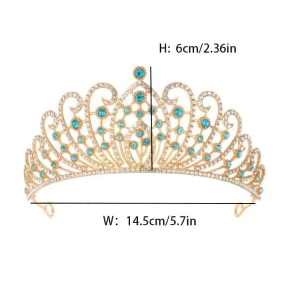 Νυφική Κορώνα- Τιάρα με κρύσταλλα χρυσό χρώμα ύψους 6 cm - Image 2